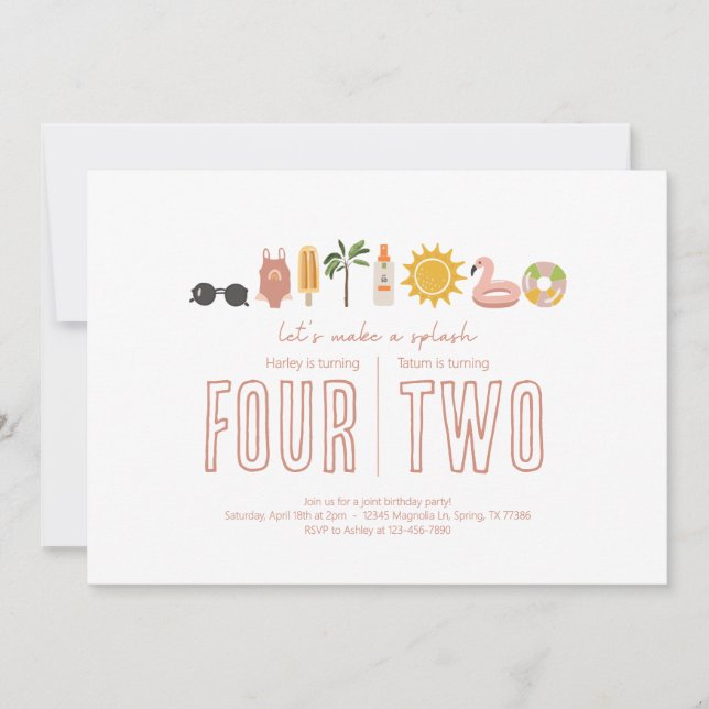 Gemensam Födelsedagsfest - Sommarinbjudan Inbjudningar (Framsida)