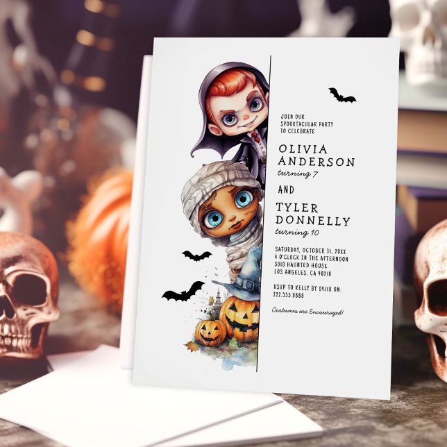 Gemensam Halloween-födelsedagsinbjudan för barn Inbjudningar (Skapare uppladdad)