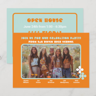 Gemensam Hippie Foto Examenfest 5 personer Inbjudningar