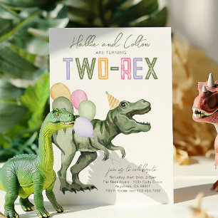 Gemensam inbjudan till två-Rex-dinosaurer på födel