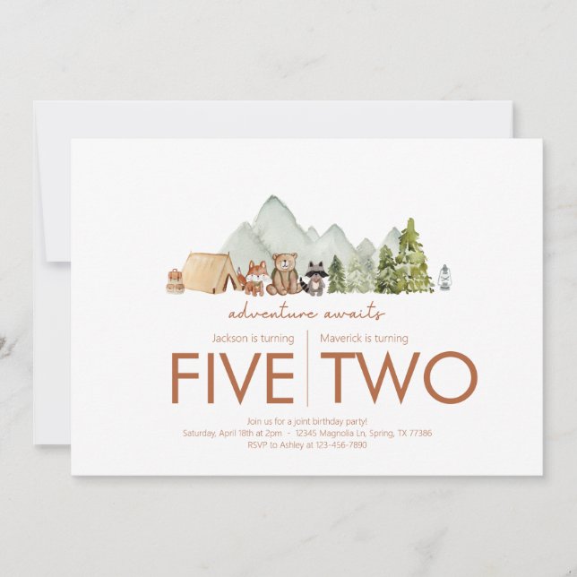 Gemensamma Födelsedagsfesten - Äventyr väntar på t Inbjudningar (Framsida)