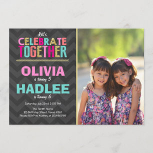 Gemensamt födelsedagsfest inbjudan Girls-rosa