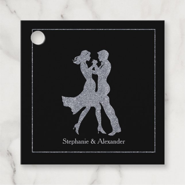 Gemensamt Födelsedagsfest Vuxna Silver Dance par Gåvor Etiketter (Framsida)