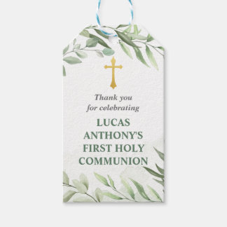 Gemenskapens första Märkre i Tack i eukalyptus Presentetikett