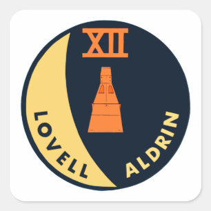 Gemini 12 Lovell och Aldrin Fyrkantigt Klistermärke