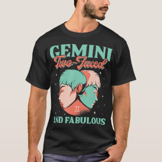 Gemini 2-vänd och Fabulous Zodiac Sign Horoscop T Shirt