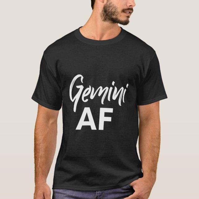 Gemini Af Brush Writing Funny Zodiac Gemini Birthd T Shirt (Framsida)