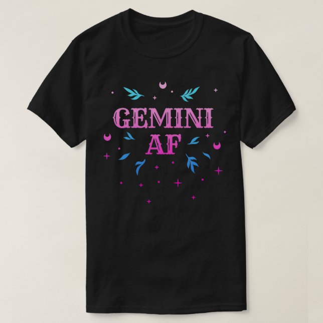 Gemini AF  Pink Gemini Zodiac Sign Horoscope Birth T Shirt (Design framsida)