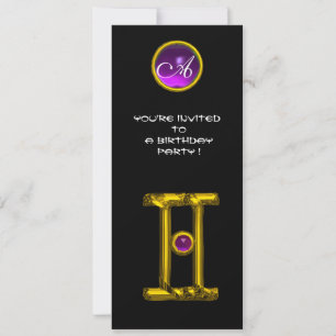 GEMINI ALEXANDRITE MONOGRAM,ametyst svart Inbjudningar