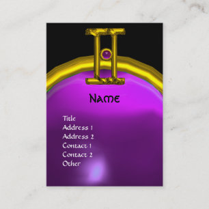 GEMINI, ALEXANDRITE MONOGRAM, ljussvart lila Visitkort
