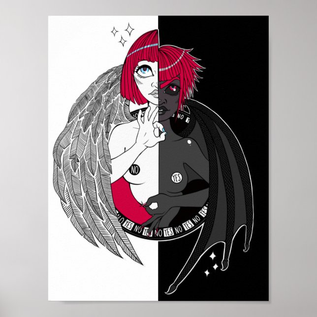 Gemini Angel Demon Anime Illustration Poster (Framsidan)