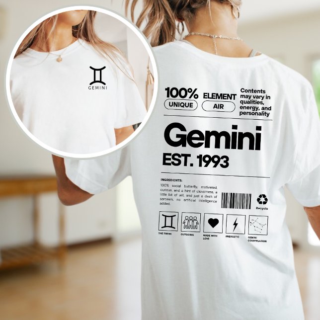Gemini Anpassningsbar Zodiac Astrology Birthday Ju T Shirt (Skapare uppladdad)