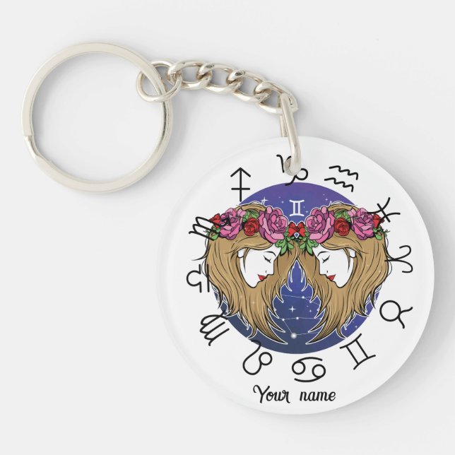 Gemini & Aquarius BFF Keychain Gift (Framsidan)