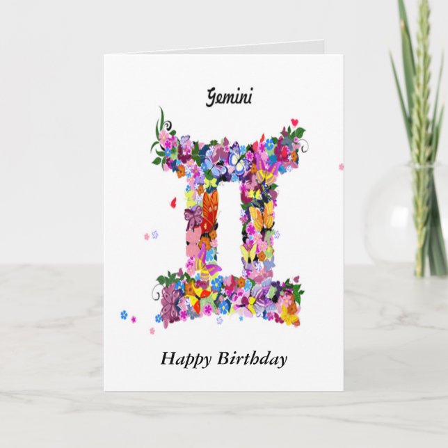 Gemini Astrology Birthday Card Kort (Framsida)