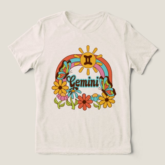Gemini astrology, födelsetecken Zodiac butterfly t Shirt (Design Framsida)
