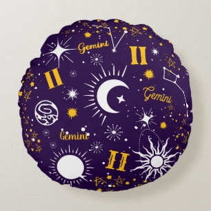 Gemini astrology, födelsetecken zodiac universum rund kudde