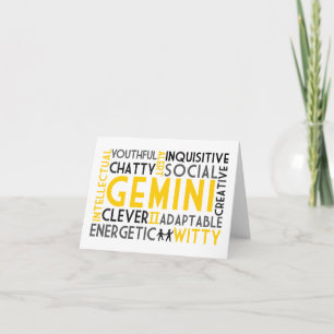 Gemini Astrology Ord Collage Card Kort