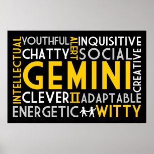 Gemini Astrology Ord Collage Print Poster