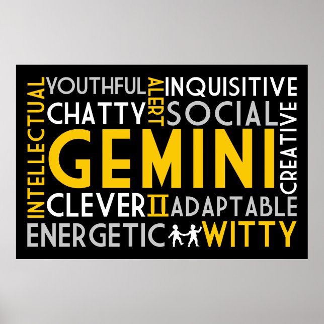 Gemini Astrology Ord Collage Print Poster (Framsidan)