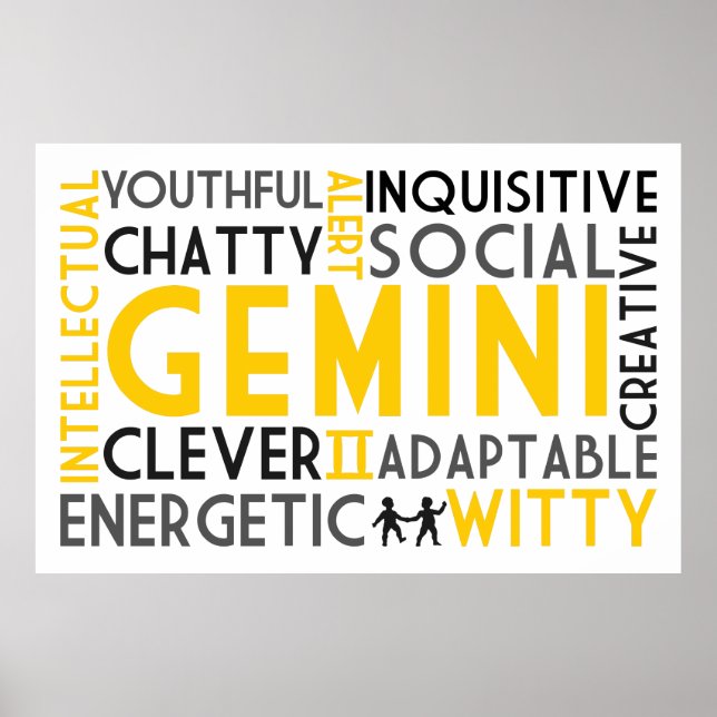 Gemini Astrology Ord Collage Print Poster (Framsidan)