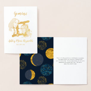 Gemini Astrology Personlig Zodiac-tecken Folierat Kort