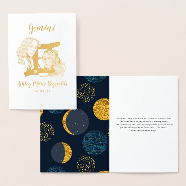 Gemini Astrology | Personlig Zodiac-tecken Folierat Kort (Display)
