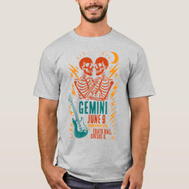 Gemini at Erato Hall: Twin-Skeleton Punk Concert T Shirt