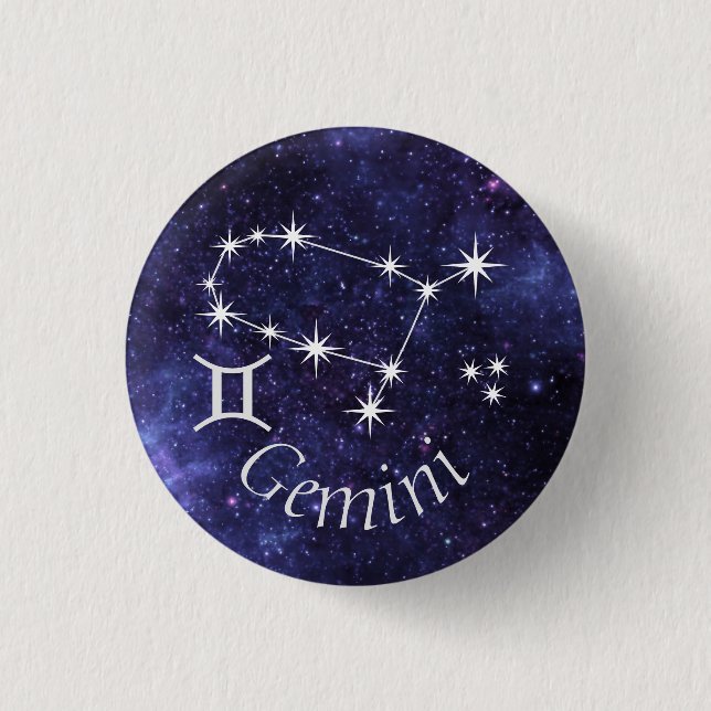 Gemini Badge, Zodiac Horoscope Badge Knapp (Framsida)