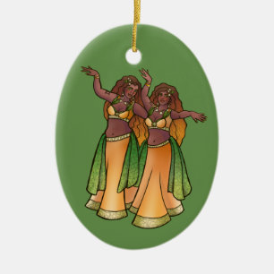 Gemini Belly Dancers Zodiac Magdans Art Julgransprydnad Keramik