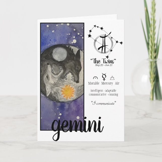 Gemini Birthday Card Kort (Framsida)