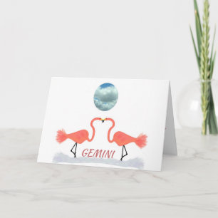 Gemini Birthday Card med Original Digital Art Kort