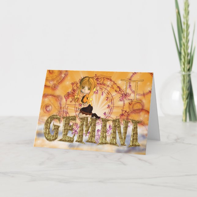 Gemini Birthday Card söt Kort (Framsida)