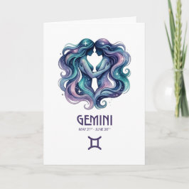 Gemini Birthday Card. Zodiac Astrology Card Helgkort