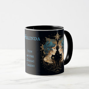 Gemini Birthday Gift Add Namn Black Coffee Mugg
