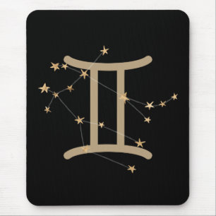 Gemini black and guld astrology konstellation faux musmatta
