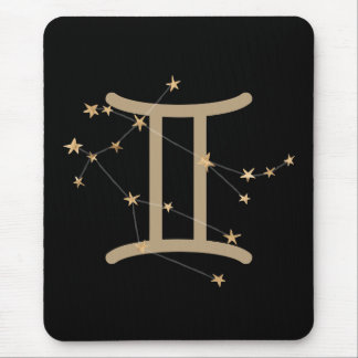 Gemini black and guld astrology konstellation faux musmatta