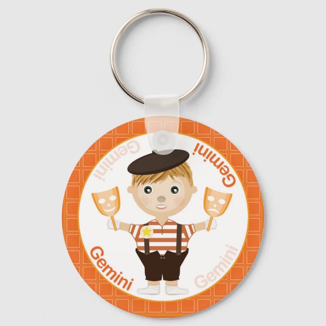 Gemini Boy Character Keychain Nyckelring (Framsida)