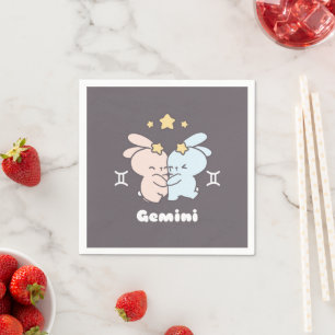 Gemini Bunnies Cuddles - Zodiac Harmony Pappersservett