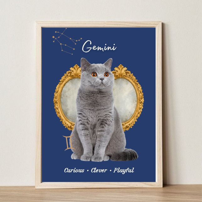 Gemini Cat Art Print, Zodiac Cat Poster (Skapare uppladdad)