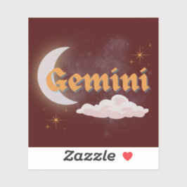 Gemini Celestial Aesthetic Dreamy Måne Cloud Stars Klistermärken
