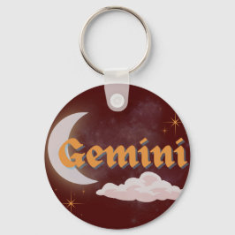 Gemini Celestial Aesthetic Dreamy Måne Cloud Stars Nyckelring
