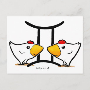 Gemini Chickens Postcard Vykort