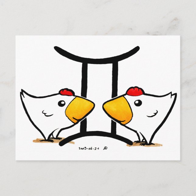 Gemini Chickens Postcard Vykort (Framsida)