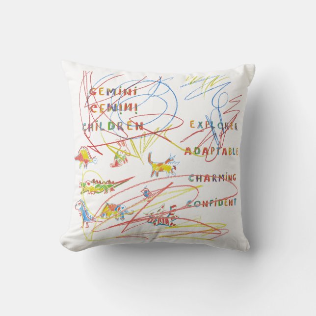 Gemini Child Astrology Zodiac Pillow Kudde (Framsida)