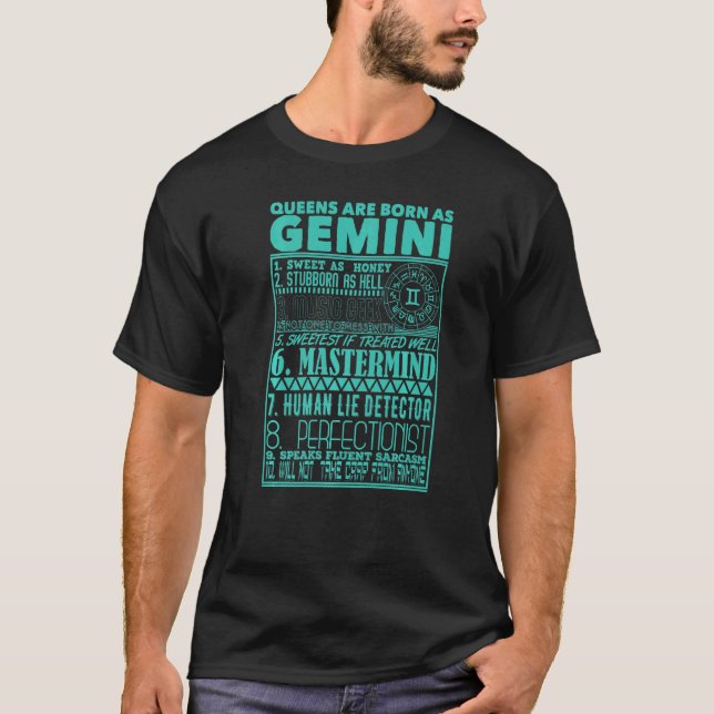 Gemini Clothing Birthday Apparel June Girl Astrol T Shirt (Framsida)