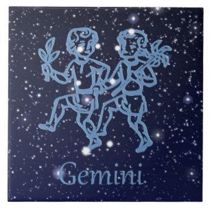 Gemini Constellation and Zodiac Sign with Stars Kakelplatta