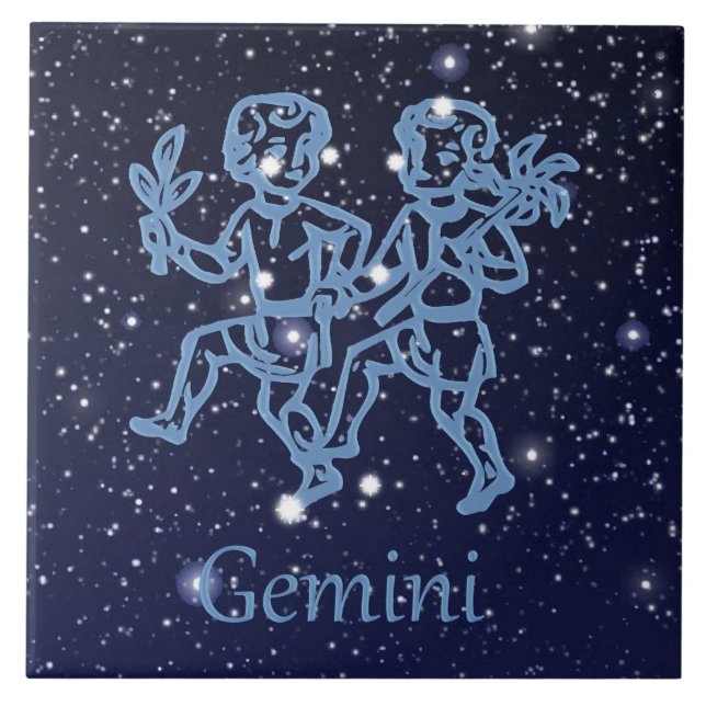 Gemini Constellation and Zodiac Sign with Stars Kakelplatta (Framsidan)