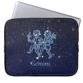 Gemini Constellation and Zodiac Sign with Stars Laptop Sleeve