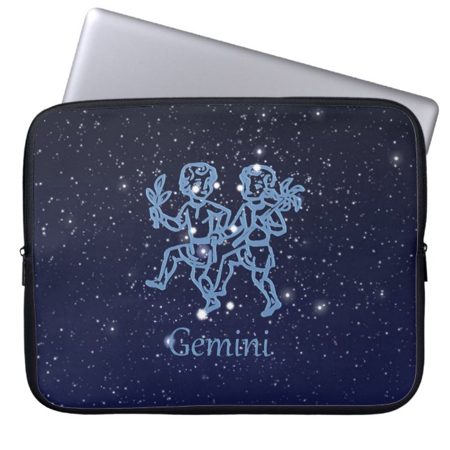 Gemini Constellation and Zodiac Sign with Stars Laptop Sleeve (Framsidan)