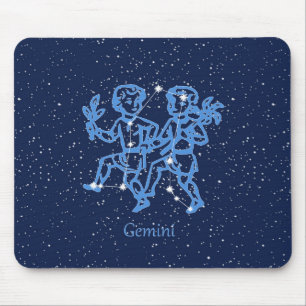 Gemini Constellation and Zodiac Sign with Stars Musmatta